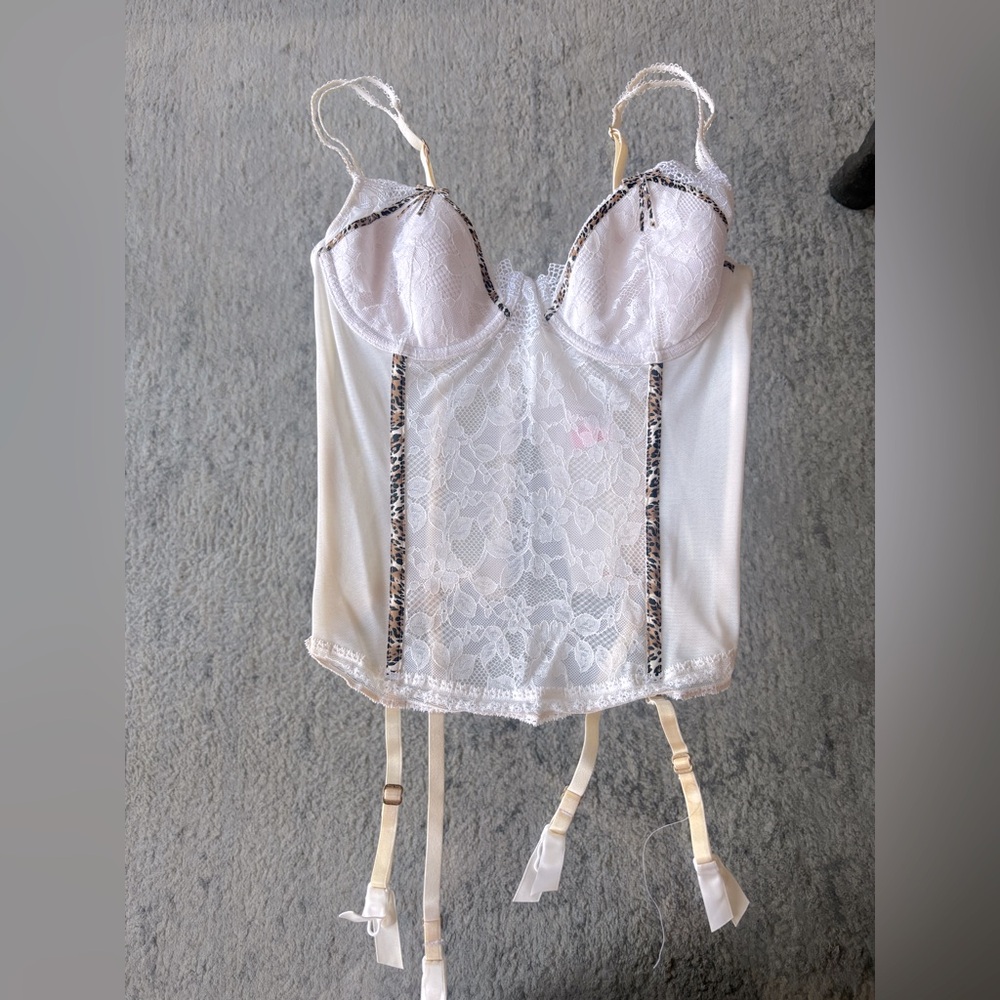 Vintage Victoria's Secret Sexy Things (2000’s) Lace & Leopard Print Corset - 34C